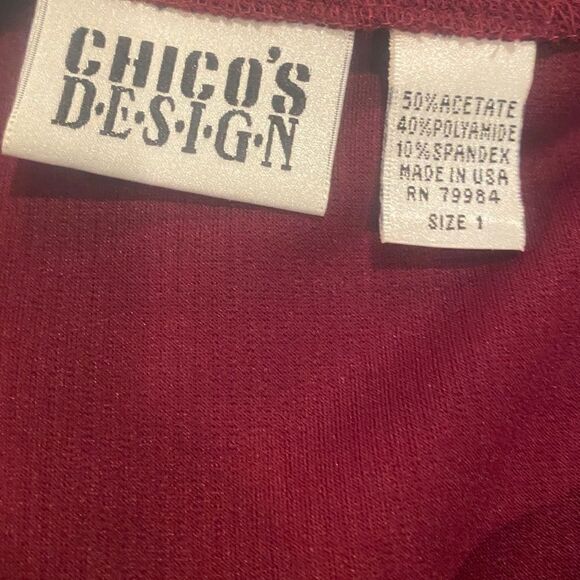 Chico’s Design Burgundy Snap Cardigan Size Medium 8 Chico’s Size 1 - Picture 7 of 9